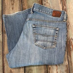 Agave 38x28 Jeans Relaxed Straight Waterman Mens Stretch Logo Hand Made In USA